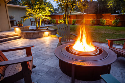 hardscape paver patio fire pit fence landscape lighting outdoor furniture 2